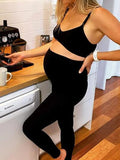 Plataz Black Pockets High Rise Stretch Pregnant Legging Sports Maternity Long Leggings Maternity