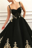 Plataz Long A-line Sweetheart Tulle Black Prom Dress with HZ1007