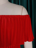 Plataz Pleated Solid Color Off-The-Shoulder Evening HZ1007