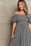 Plataz Floral Lace-Up Off-Shoulder Midi Dress DJPT