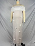 Plataz White Off Shoulder 3D Flowers Grenadine Sheer Bodycon Elegant Beach Photoshoot Baby Shower Maternity Maxi Dress Maternity