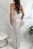 Plataz Sequins Slit V Neck Evening HZ1007