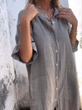 Plataz Size Casual Linen Button-Down Shirt Dress Plus Size DJPT