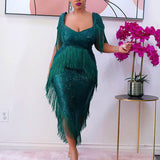 Plataz Dress Sequined Tassels Slim Fit Sexy Bridesmaid Dress HZ1007