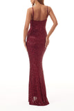 Plataz Formal Solid Sequins V Neck Evening Dress HZ1007