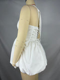 Plataz White Corset Puffball Lace-up Back Backless Square Halter Neck A-line Elegant Maternity Baby Shower Mini Dress Maternity