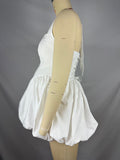 Plataz White Corset Puffball Lace-up Back Backless Square Halter Neck A-line Elegant Maternity Baby Shower Mini Dress Maternity