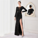 Plataz Elegant Long Sleeve Sequined Fishtail Evening HZ1007