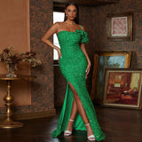 Plataz Elegant Sexy Long Sequined Backless Evening Dress Bridesmaid HZ1007