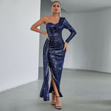 Plataz Shoulder Hollow Out Cutout Dress with Tassel Sequin ¨C Sexy Party Evening HZ1007