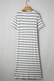Plataz Striped V-Neck Midi T-Shirt Dress DJPT