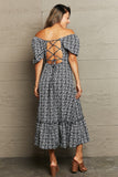 Plataz Floral Lace-Up Off-Shoulder Midi Dress DJPT