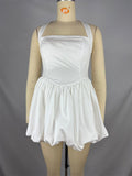 Plataz White Corset Puffball Lace-up Back Backless Square Halter Neck A-line Elegant Maternity Baby Shower Mini Dress Maternity