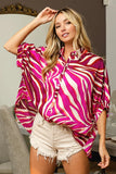 Plataz Zebra Dolman Silky Satin Shirt Top DJPT