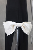 Plataz Solid Color Slit Bow Decor O Neck Evening HZ1007