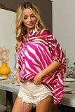 Plataz Zebra Dolman Silky Satin Shirt Top DJPT