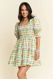 Plataz & Dani Fruits Printed Smocking Mini Dress DJPT