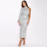 Plataz Women Clothing Design Scarf Sequin Maxi Dress Nightclub Wedding Evening HZ1007