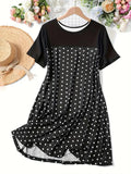 Plataz Dot Short Sleeve Lounge Dress DJPT