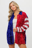 Plataz American Flag Sequin Snap Down Shirt DJPT