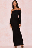 Plataz Off Shoulder Slit Back Bandage Maxi Evening Dress - HZ1007