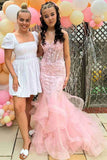 Vintage Pink Applique Strapless Sequin Evening Gown Mermaid Sweetheart Party Dress Long Formal Dress HZ1024