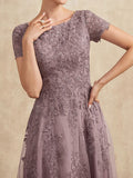 Plataz Scoop Tea-Length Tulle Lace Mother of the Bride HZ1007