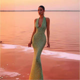 Plataz Halter Deep V Sequin Prom HZ1007