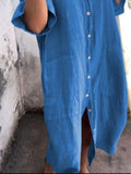Plataz Size Casual Linen Button-Down Shirt Dress Plus Size DJPT