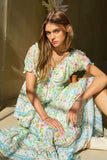 Plataz & Dani Spring Floral Border Print Ruffled Textured Top DJPT