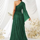 Plataz Shoulder Evening Dress Cocktail Slant Shoulder Elegant Dress Dinner Dress HZ1007