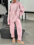 Plataz Letter Round Neck Top and Pants Sweater Set DJPT