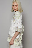 Plataz Floral Print Eyelet Ruffled Hem Blouse DJPT
