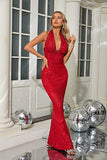 Plataz Halter Deep V Sequin Prom HZ1007