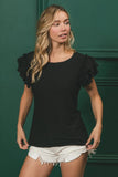 Plataz Birdseye Texture Layered Ruffle Top DJPT