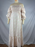 Plataz Ruffle Ruched High Waist Puff Sleeve Cute Photoshoot Maternity Maxi Dress Maternity