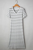 Plataz Striped V-Neck Midi T-Shirt Dress DJPT