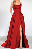 Plataz Formal Solid High Opening U Neck Evening Dress HZ1007