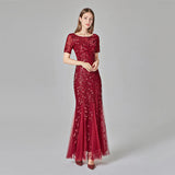 Plataz Autumn Banquet Host Slim Mesh Sequ Evening Dress Fishtail Dress for HZ1007