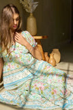 Plataz & Dani Spring Floral Border Print Ruffled Textured Top DJPT