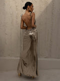 Plataz Coated Deep Neck Backless Evening HZ1007