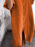 Plataz Size Casual Linen Button-Down Shirt Dress Plus Size DJPT