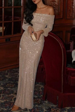 Plataz Party Sequined Off Shoulder Evening Dresses(3 HZ1007