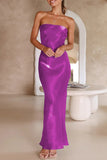 Plataz Formal Solid Bright Silk Strapless Evening Dress Dresses(5 HZ1007