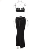 Plataz Black Cut Out Chain Halter Neck Bodycon Photoshoot Elegant Maternity Maxi Dress Maternity