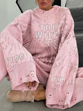 Plataz Letter Round Neck Top and Pants Sweater Set DJPT