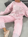Plataz Letter Round Neck Top and Pants Sweater Set DJPT