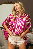 Plataz Zebra Dolman Silky Satin Shirt Top DJPT