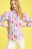 Plataz Floral Print Lantern Sleeve Button Down Shirt DJPT