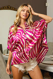 Plataz Zebra Dolman Silky Satin Shirt Top DJPT
